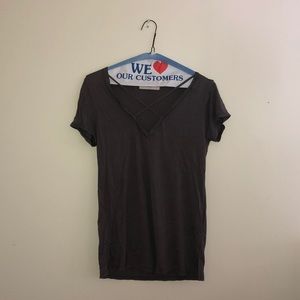 Project social T v-neck top grey
